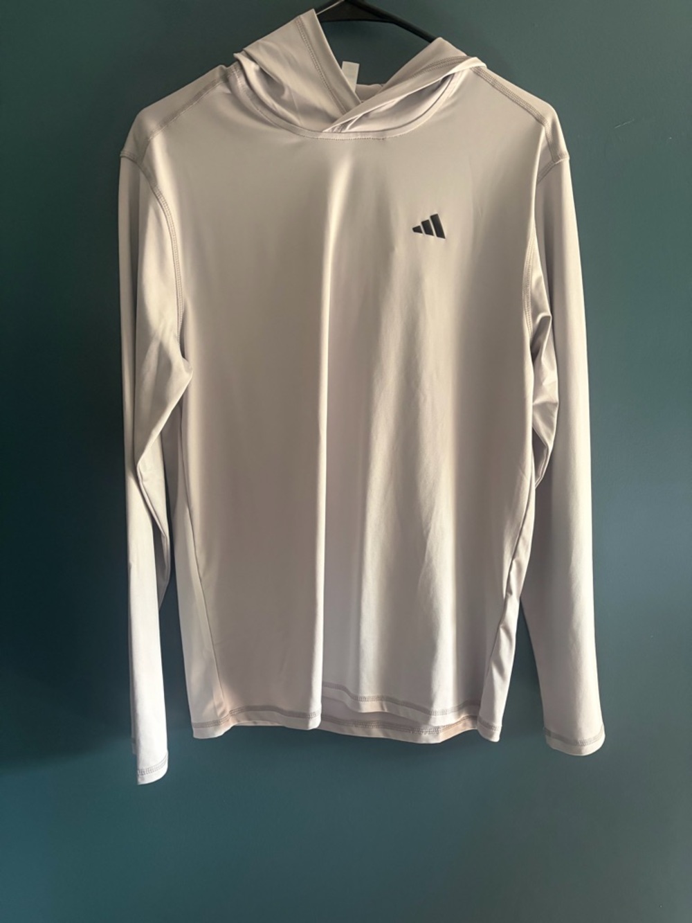 Adidas Light Gray Long Sleeve Hooded Performance Top